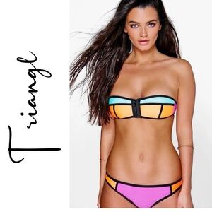 Triangl Mali Neon Color Block Bikini 2 Piece Swim Set